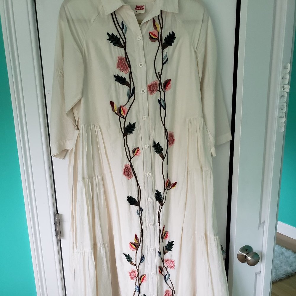 Samant Chauhan embroidered shirt dress Sz 0